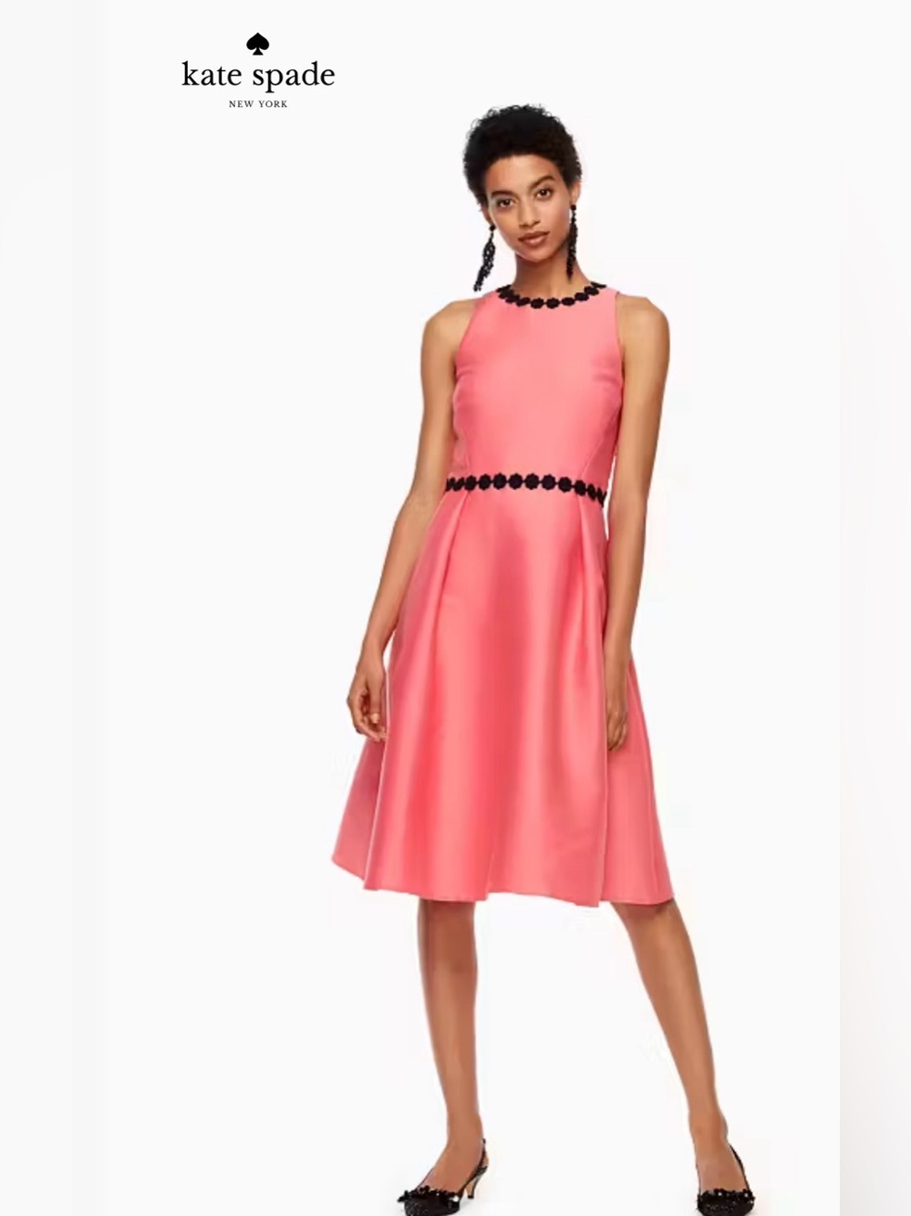 kate spade New York 
Floral Lace Trim Mikado Dress